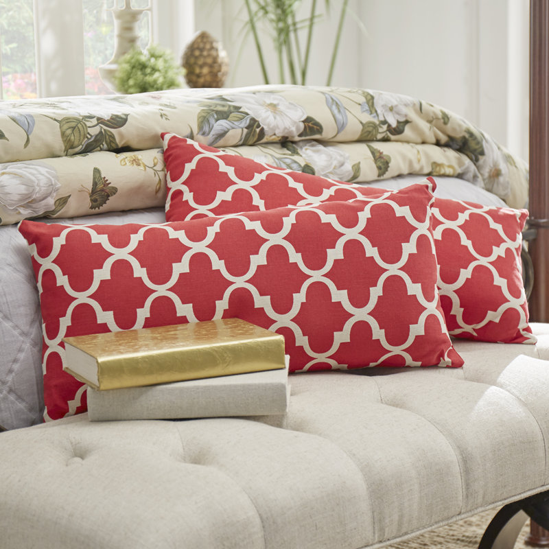 Housse et coussin rectangulaire en lin, Rouge samba