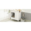 Meuble-lavabo de 36 po blanc intemporel - Fabriqué avec une armoire de rangement polyvalente à poignées argentées, élégante et pratique pour la salle de bain