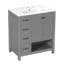 Meuble-lavabo simple 30 po avec comptoir d'évier Farmhouse, armoire autoportante avec 2 portes, 2 tiroirs et tablette ouverte, bois massif et panneau de fibres à densité moyenne, gris-538432351-538432345
