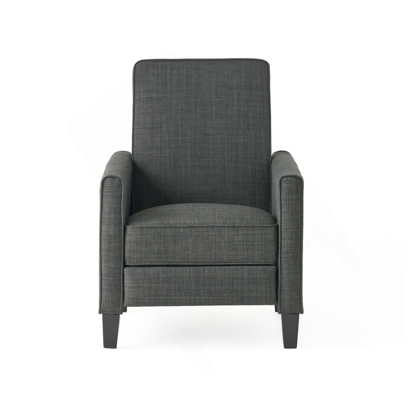 Dark Grey Linen Push Back Chair For Elegant Home Décor, Gray Fabric