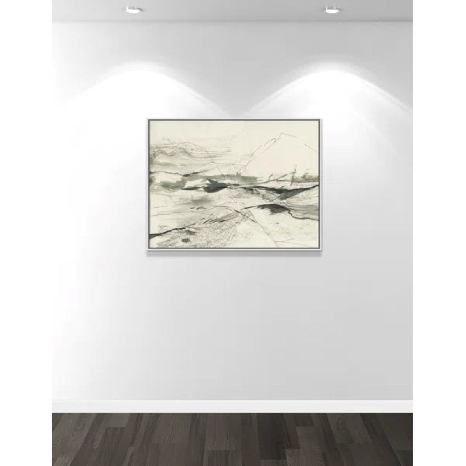 Green Sketches Print by PI Studio, 31.5" H x 41.5" W x 2" D, White Floater Framed, No Mat