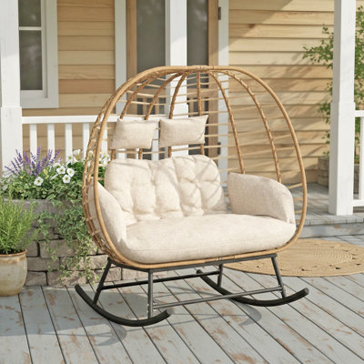 MICLEED 2-Person Egg Rocking Chair With Cushions