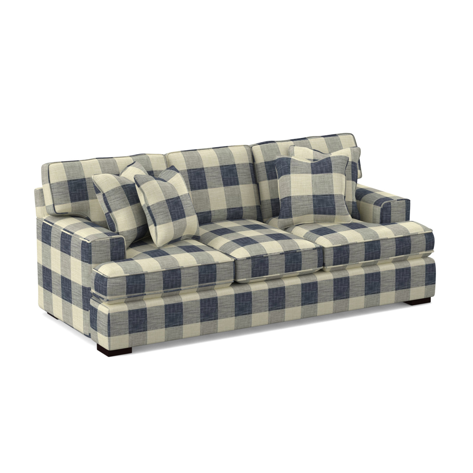Sadie 97'' Sofa, Blue Buffalo Check; 0120-61, Java Finish