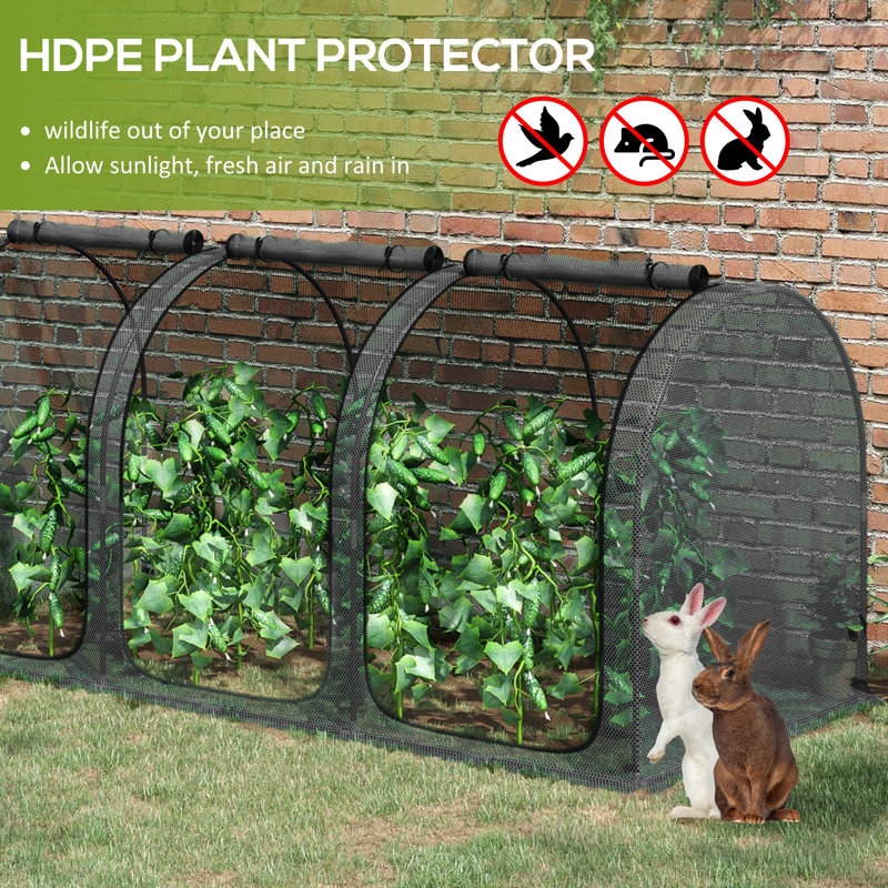 Black Mesh Plant Protection Tent with Zippered Doors