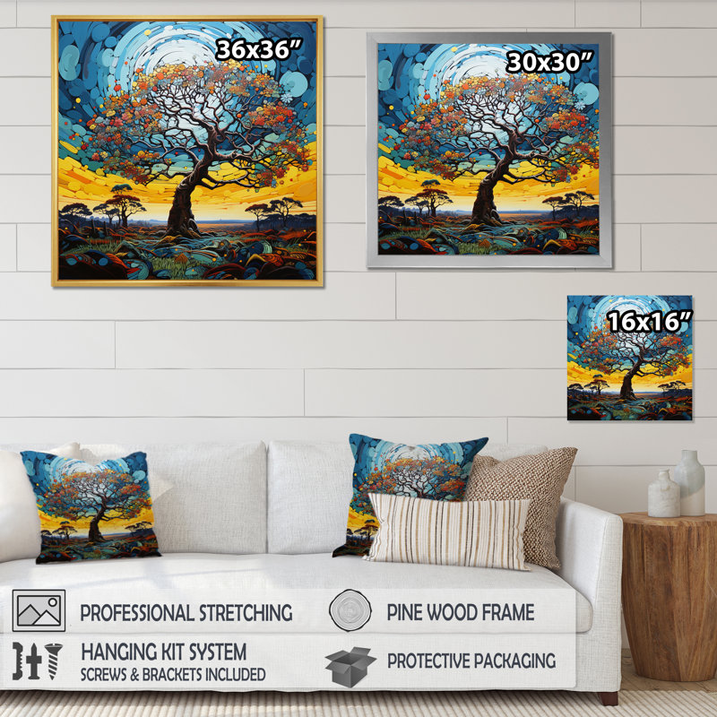 «Baobab Tree Dancing I» sur toile, H 30 po x l 30 po x P 1 po, Cadre flottant noir