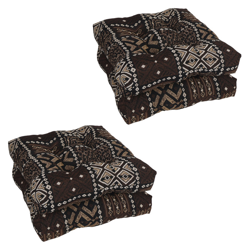 19-Inch Square Tapestry Tufted Dining Chair Cushions (Set Of 4)