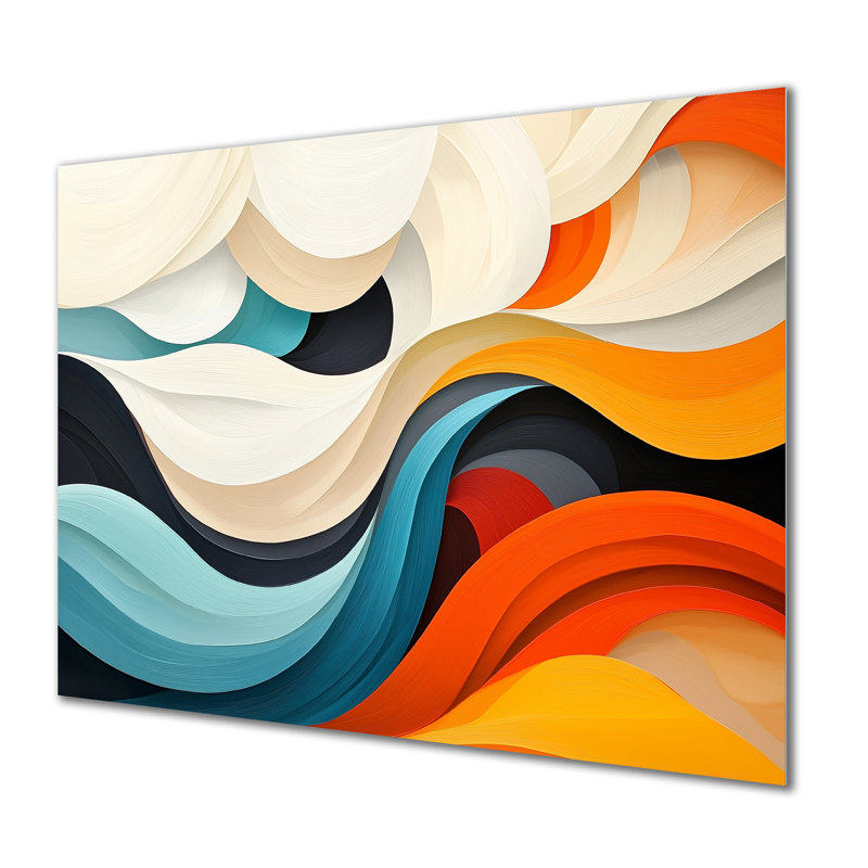 Cosmic Dance Of Colors I - Abstract Impressionism Metal Wall Decor, Modern Metal Print, 16" H x 32" W x 0.84" D