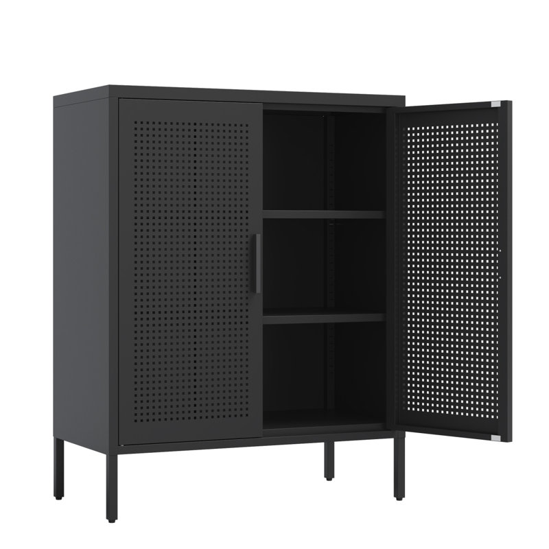 Setara 31.5'' Wide 2 - Shelf Storage Cabinet, Black