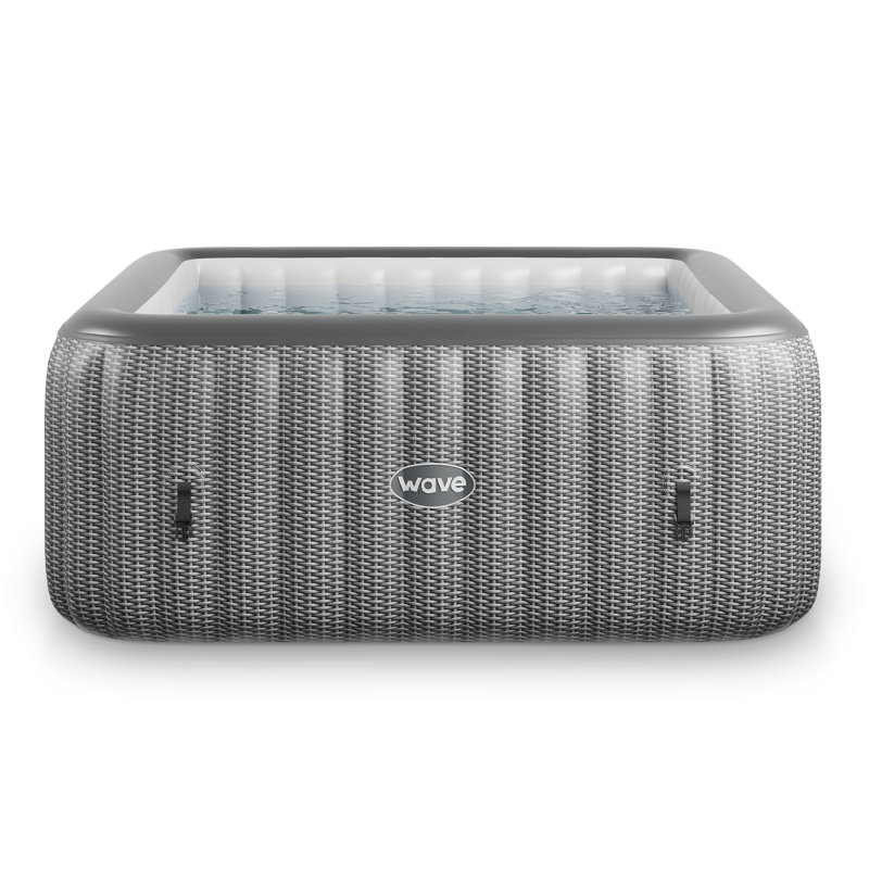 WAVE 4 Person 110 - Jet Polyvinyl Chloride (PVC) Round Inflatable Hot Tub, Grey Rattan