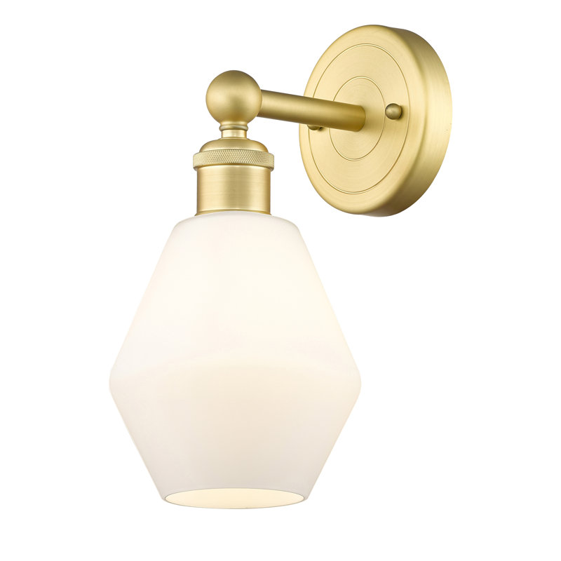 Amylea Armed Sconce, Cased Matte White, Satin Gold