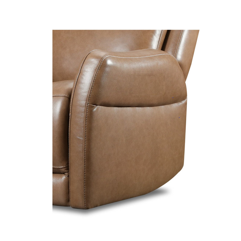 Frances Laether Power Swivel Glider, Brown