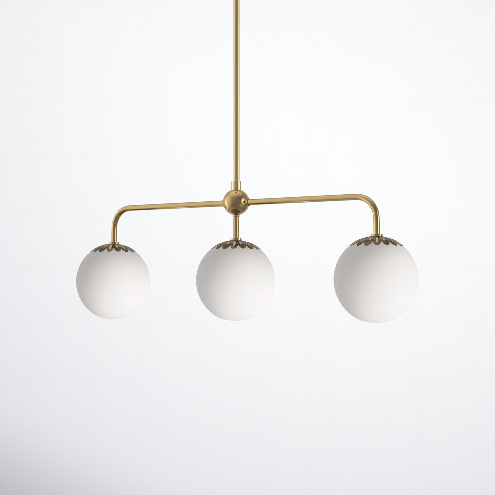 Deniaud 3 Light Glass Pendant, Aged Brass