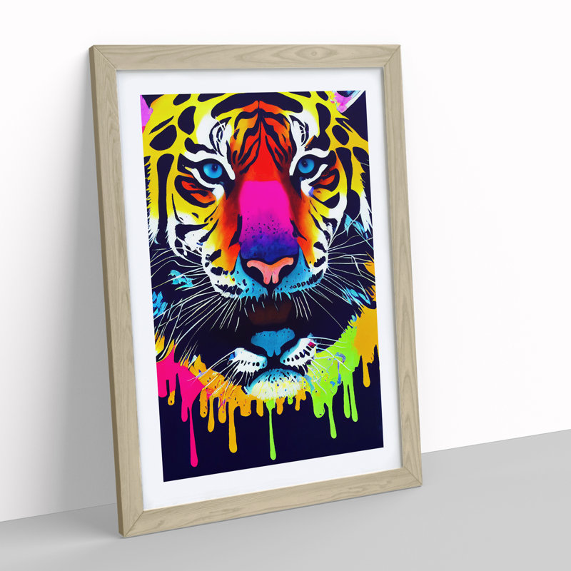 Tiger Splash No.5 Abstract 1 Piece Single Picture Frame Painting, 64cm H x 46cm W x 2cm D, Oak Framed