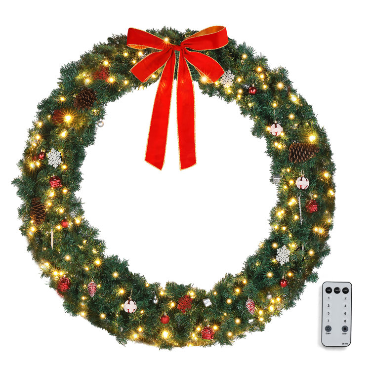 LED PVC Christmas Wreath with Red Bow