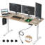 Bureau debout à hauteur ajustable électrique Hubing avec 2 ports USB et 3 prises de courant, 4 roulettes verrouillables, 2 crochets, grand tapis de souris-1266656928-1266656935