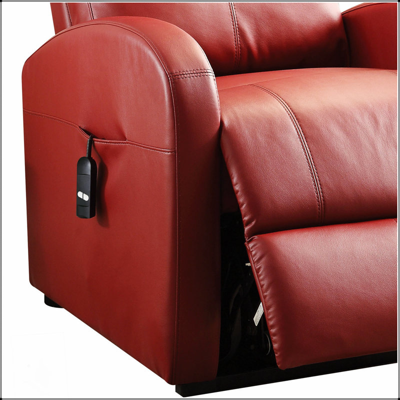 Ricardo Red Power Lift Recliner With PU Leather, Comfortable And Senior-Friendly Design For Easy Mobility And Relaxation.