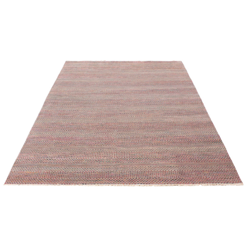 Tapis gris ombre en soie rose 8 pi 8 po x 12 pi 1 po