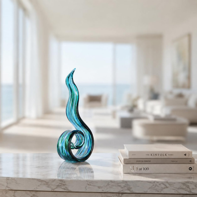 Sculpture flamme de verre, Vert