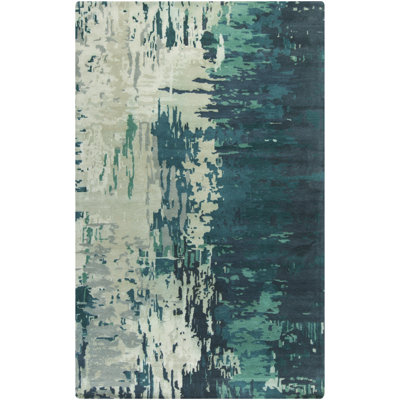 Tapis bleu sarcelle / beige Ratcliff