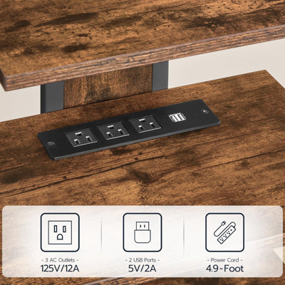 Console audiovisuelle à 4 niveaux avec station de charge et lumière DEL