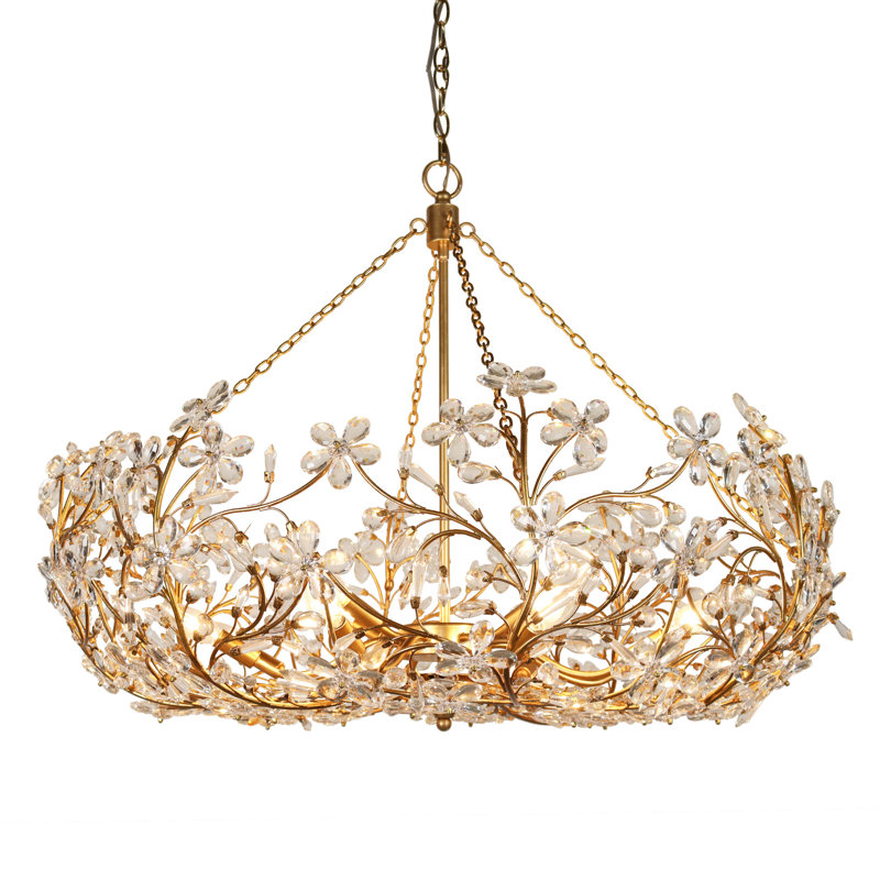 12-Light Dimmable Flower Crystal Chandelier