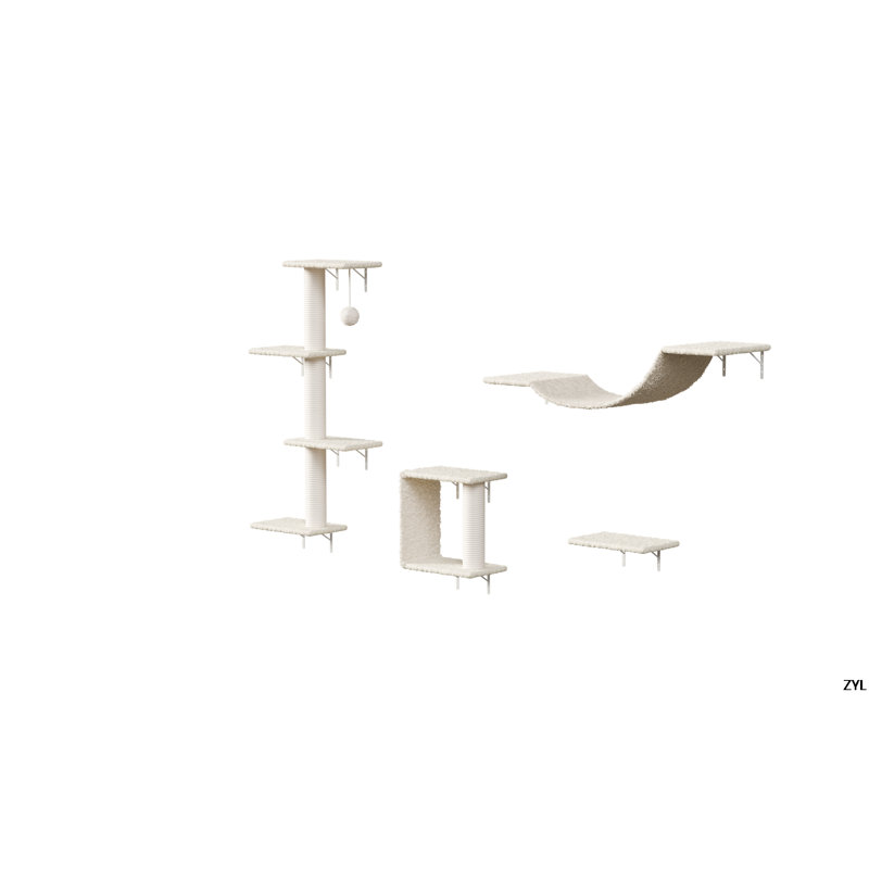 Meuble mural moderne pour chat - 4 pièces, Beige