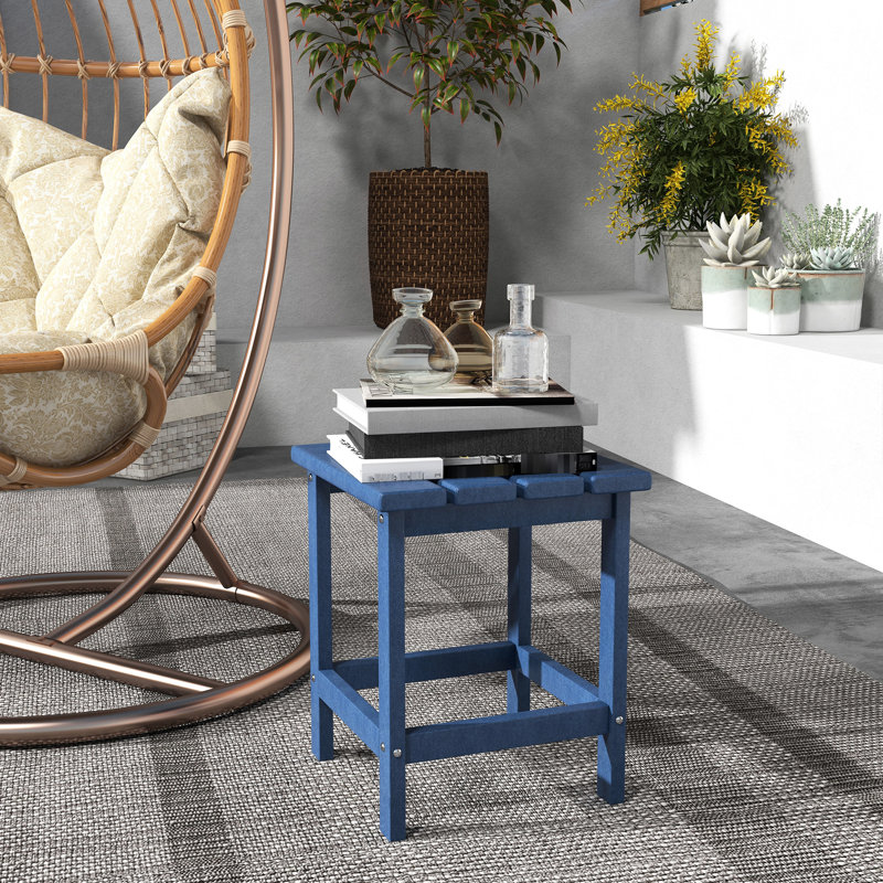 Table de balcon bleue pour patio 15 po - Extrémité carrée d'extérieur pour porche, piscine, table d'appoint d'une capacité de 110 lb