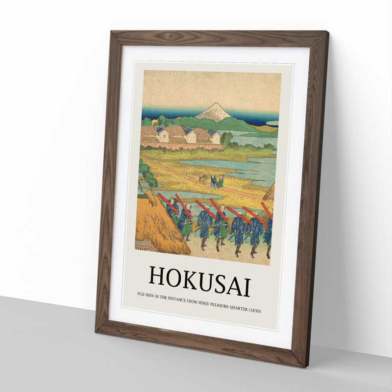 Fuji Seen in the Distance by Katsushika Hokusai - 1 Piece Single Picture Frame Wall Art, 36cm H x 27cm W x 2cm D