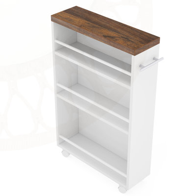 20-Inch Slim 4-Tier Rolling Utility Cart with Wheels, Narrow Kitchen and Bathroom Storage Organizer, Mobile Shelving Unit for Small Spaces