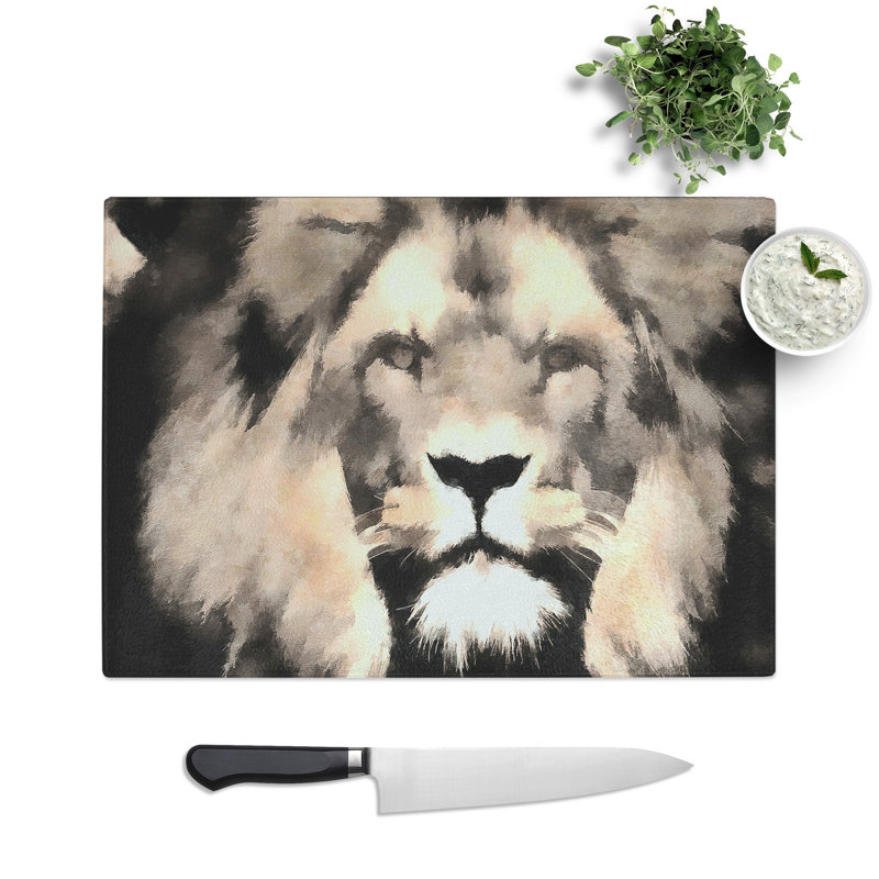 Tempered Glass Lion Chopping Board, 20 cm x 28.5 cm