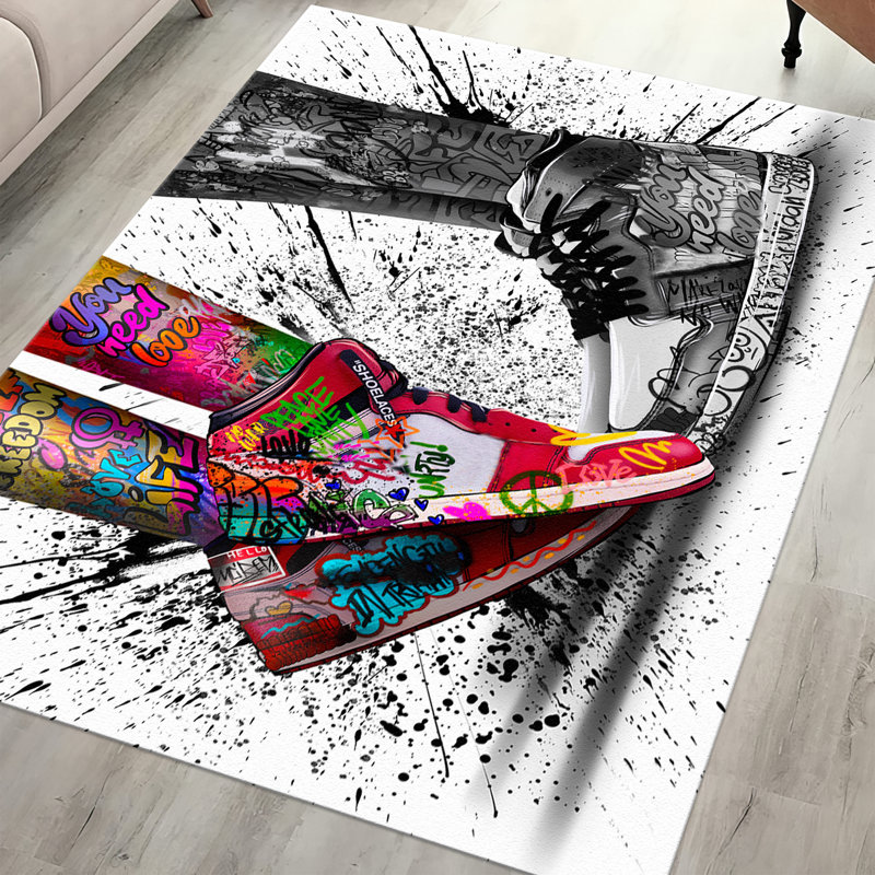 Floral Motif Non Woven Thin Type Printed Rug for Adding a Touch of Sophistication to Your Living Room or Bedroom Decor