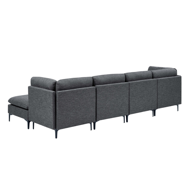 Canapé modulaire rembourré avec pieds en métal, Gris foncé