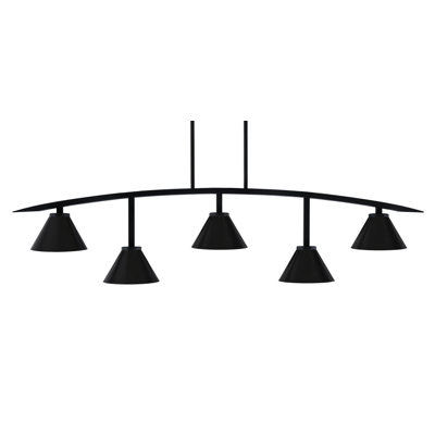 Kurve 5 Light Bar Shown In Matte Black Finish With 7" Cone Metal Shades