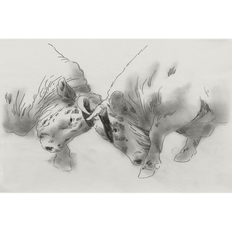 Dust up II by Jacob Green - Wrapped Canvas Drawing, 51 cm H x 76 cm W, Black Floater Framed