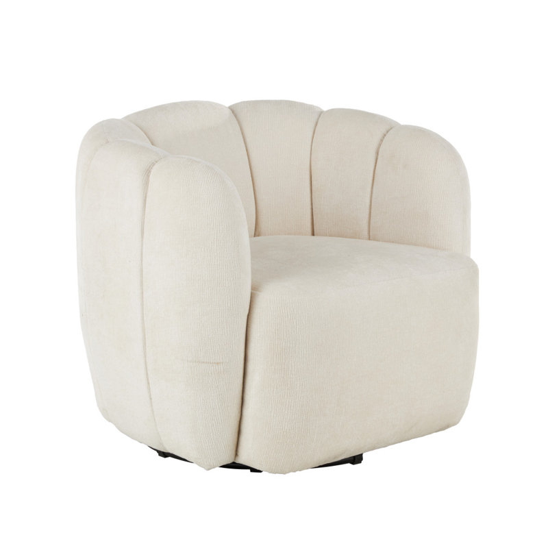 Polyester Arched Swivel Cream Accent Chair