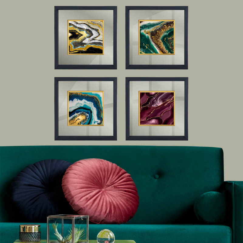 Anonymous - 4 Piece Single Picture Frame Painting Set on Glass