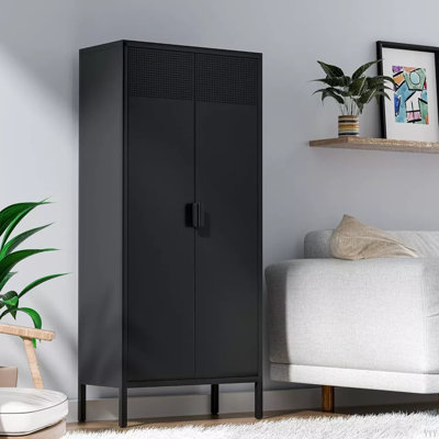 The Metal Food Storage Cabinet, 61 Inches High, Is Equipped With Adjustable Shelves And Is Suitable For Homes And Kitchens.