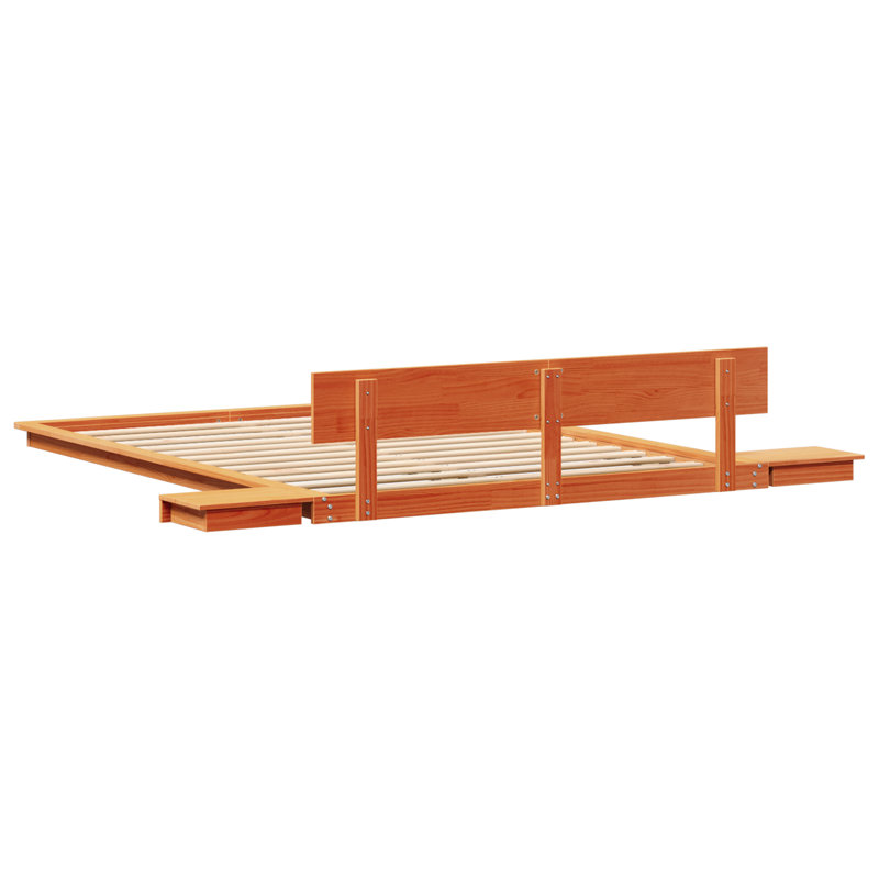 Solid Wood Bed, European Kingsize (160 x 200 cm), Wax Brown