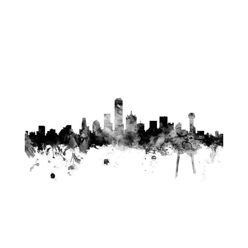 Dallas, Texas In Black & White by Michael Tompsett - Wrapped Canvas Gallery-Wrapped Canvas Giclée, 20.32 cm H x 30.48 cm W