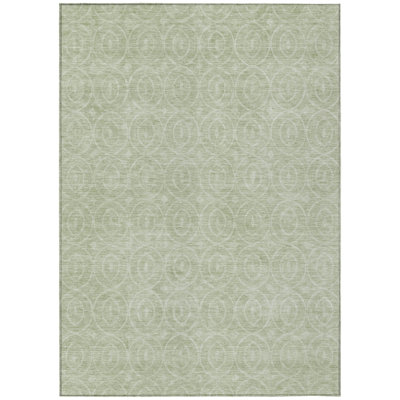 5' X 8' Mint Green Geometric Washable Indoor Outdoor Area Rug