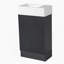 Meuble-lavabo 18,6 po avec lavabo, meuble-lavabo avec tablette à deux niveaux, orientation gauche ou droite, noir (WF308491 nouvelle couleur)