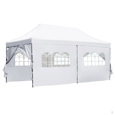 10X20 Pop Up Canopy Tent With 6 Sidewalls, Heavy Duty Party Tent, Uv And Waterproof Protection, 3 Height Adjustable Outdoor Canopy Tent With Roller Bag For Weddings, Events, And Beach