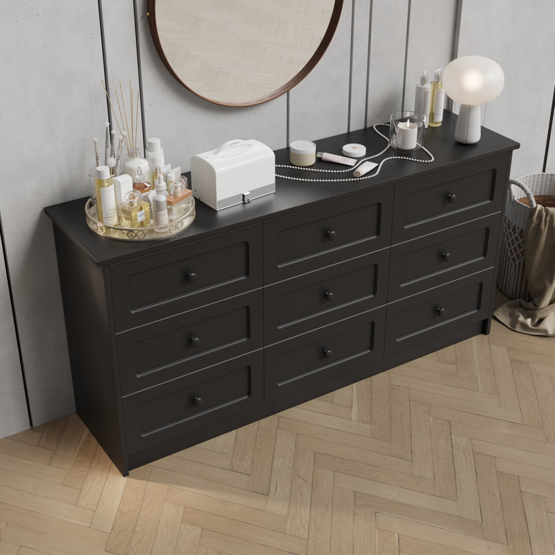 Aneecia 63” W 9 - Drawer Dresser, Black