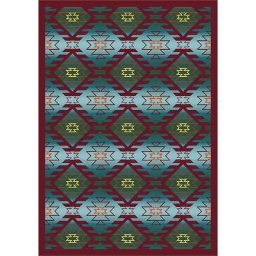 Tapis turquoise touffeté du sud-ouest Whimsy, 7 pi 8 po x 10 pi 9 po