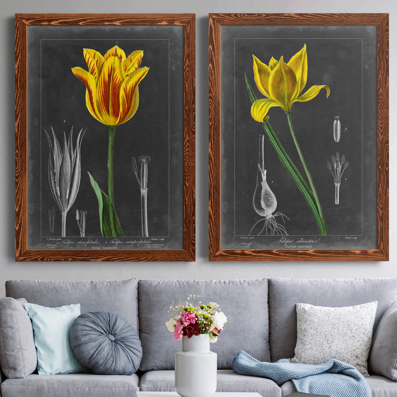 «Midnight Tulip», reproduction encadrée prémium, H 37,5 po x l 55 po x P 1,5 po, Toile avec cadre érable, Pas de tapis