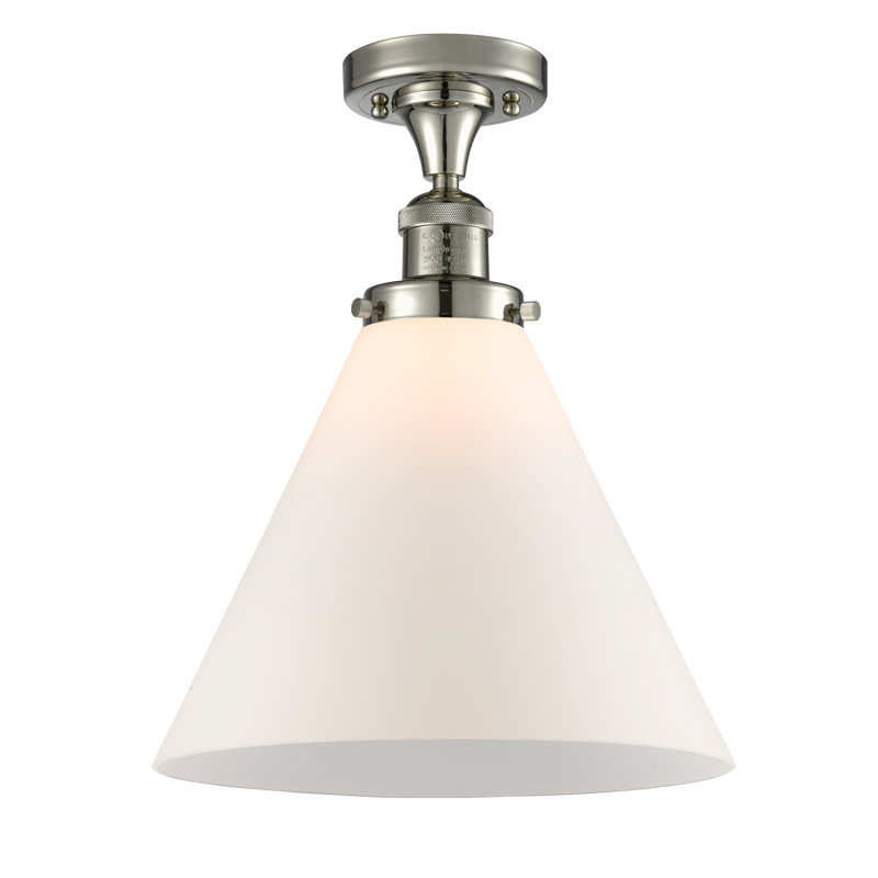 Plafonnier semi-encastré 1 lumière 12 po Chris, Boîtier blanc mat, Ampoule DEL 6 watts Vinage, Nickel poli