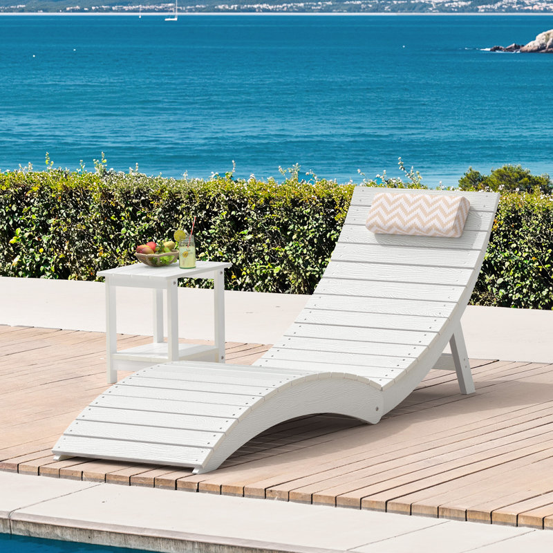 Ultra-Portable Foldable Patio Chaise Lounge, White