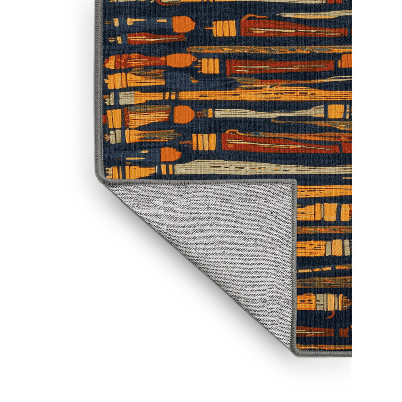  Tapis lavable avec flûte de pan et musique, Carré 7 pi