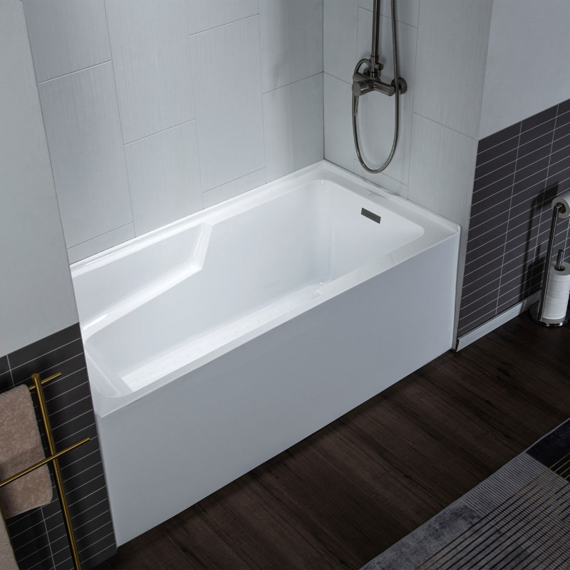 Baignoire de trempage en alcôve en acrylique avec drain et trop-plein 60 po x 30 po Flint, disponible en 5 finitions, Oui