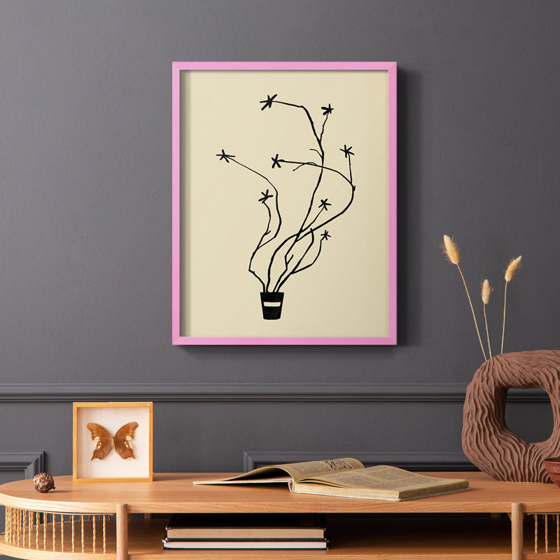 Spring Sprig Vase I Framed Print - Solid Wood, Pink, 10" H x 8" W